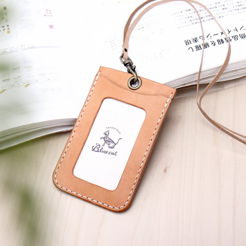 Crafted straight document holder | Bosc pear vegetable tanned cow leather | multi-color - ที่ใส่บัตรคล้องคอ - หนังแท้ สีส้ม