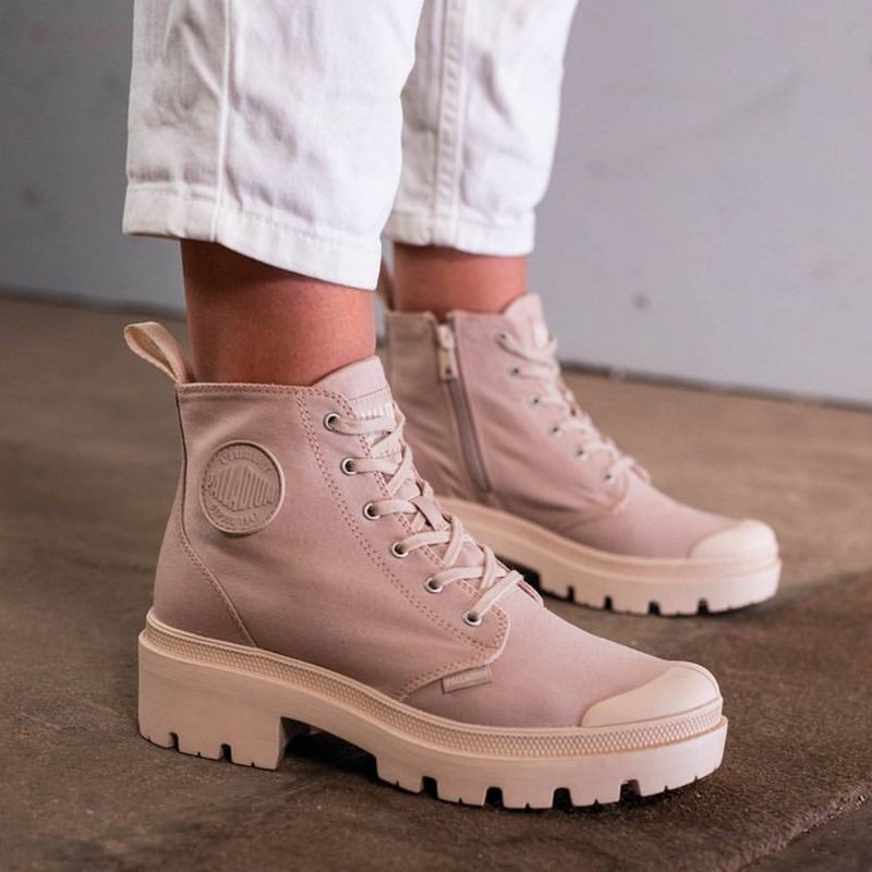 PALLADIUM PALLABASE TWILL經典拉鍊帆布美腿靴96907 - 女短靴/中筒靴 - 其他材質 多色