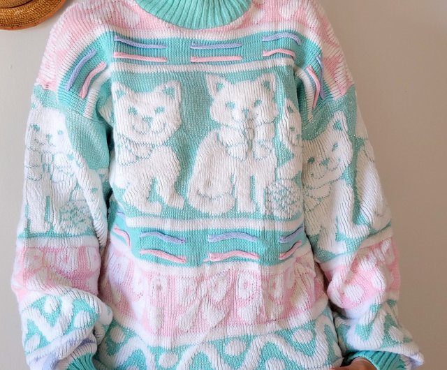 Pastel cat sweater sale