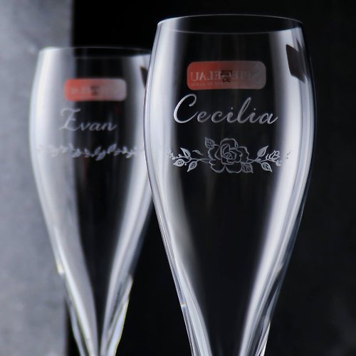 MSA玻璃雕刻 (一對價)160cc【德國Spiegelau】結婚花邊Hybrid白金香檳對杯