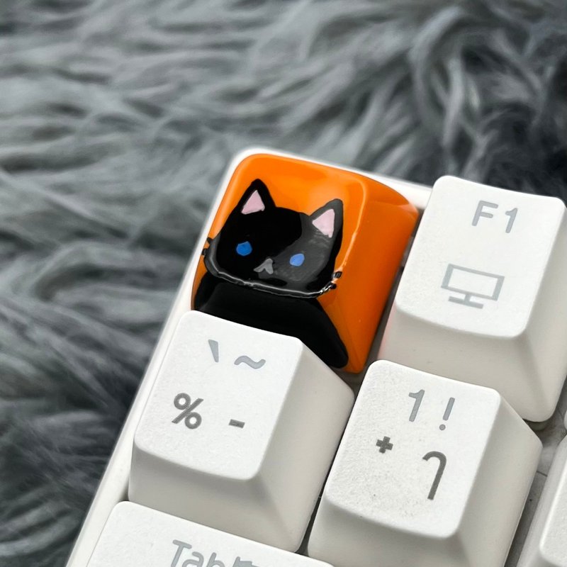 XDA keycap black cat (blue eyes)-orange - 電腦配件 - 塑膠 橘色