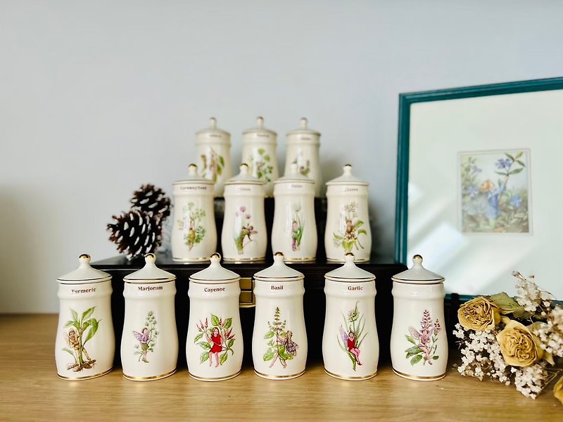 British Flower Fairy Elf Antique Spice Jar 1-sold as a single piece - Food Storage - Porcelain 