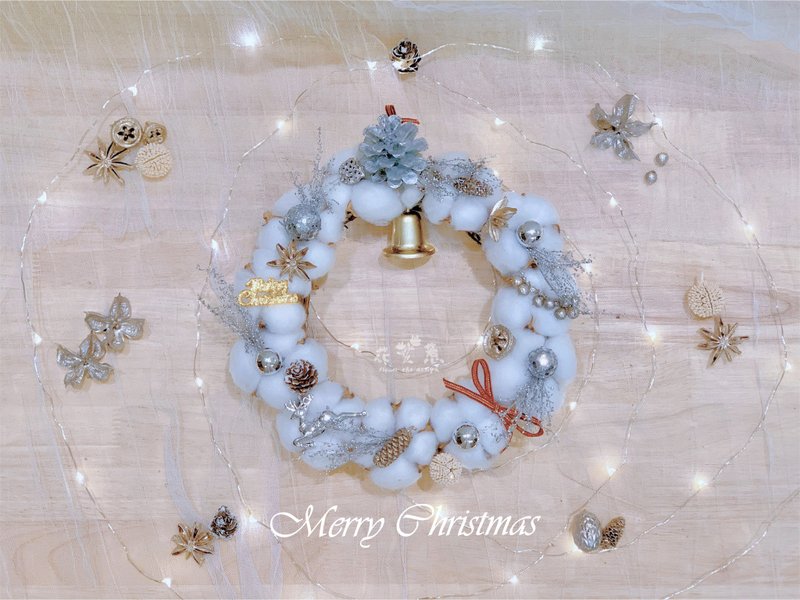 Silver Christmas Wreath | White Christmas | Gift Exchange - ช่อดอกไม้แห้ง - พืช/ดอกไม้ ขาว