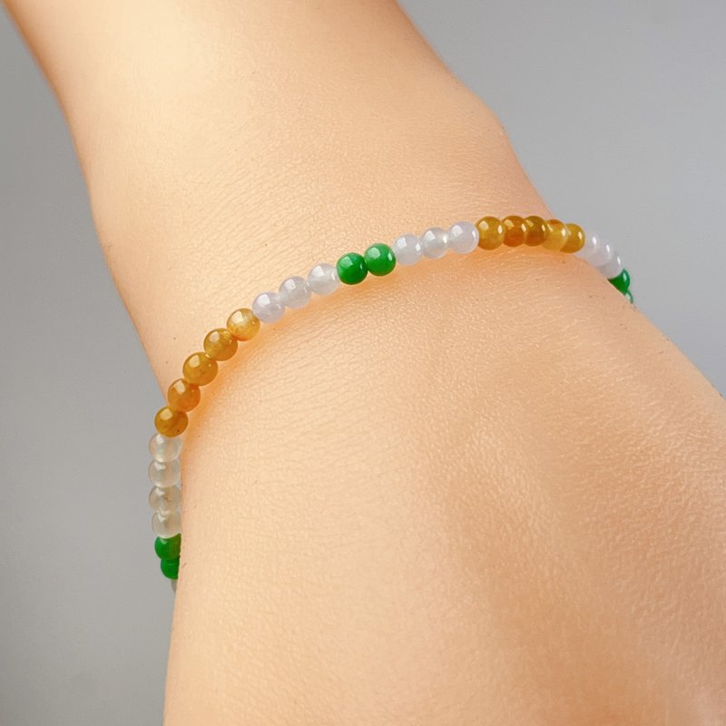 Ice colorful jade bead bracelet | Natural Burmese jade A grade jade | Gift giving - Bracelets - Jade Multicolor