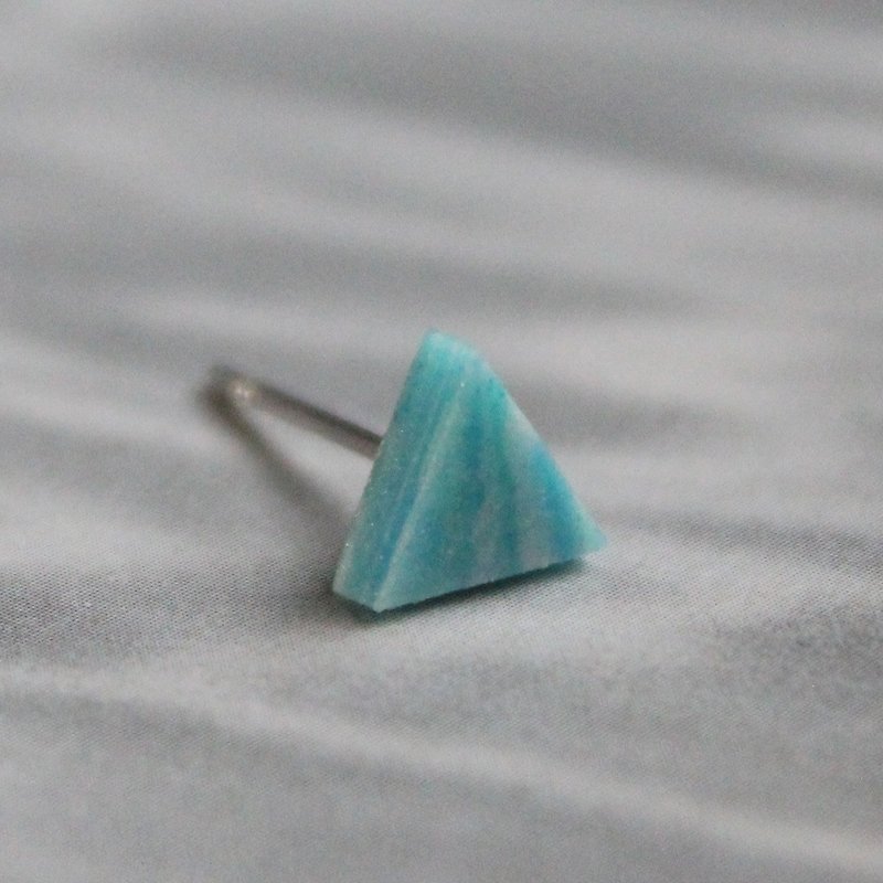 ▽ small triangle earrings ▽ 513 / Sea of ​​Cloud - Single - ต่างหู - ดินเหนียว สีน้ำเงิน