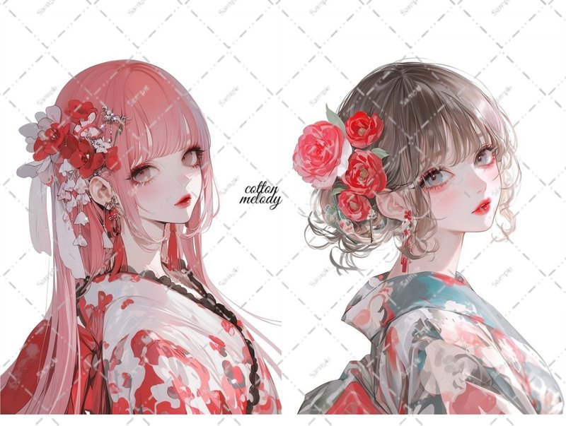 original sticker no.6565 人物ステッカー オリジナルステッカー 人物ステッカー 女の子ステッカー オリジナル人物ステッカー - 貼紙 - 紙 