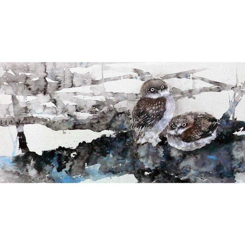 同心__彩墨/手繪/34x67cm - 海報/掛畫/掛布 - 紙 灰色