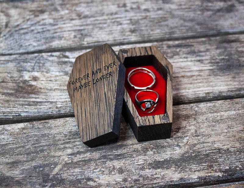 Custom Coffin Ring Box for Wedding Ceremony, Engagement Ring Box - กล่องของขวัญ - ไม้ 