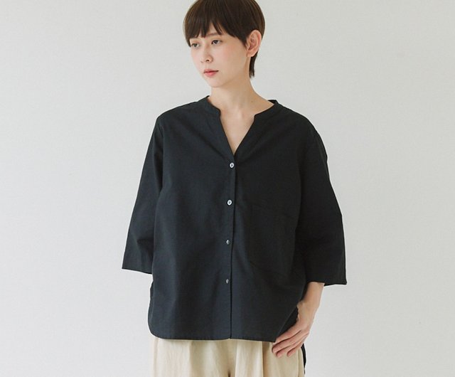 ま*め様 wafu. リネンカーディガン ブラック wafu】【リネン