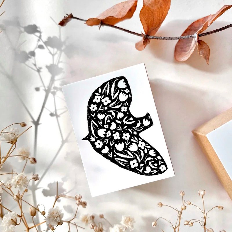 Flower bird rubber stamp - ตราปั๊ม/สแตมป์/หมึก - ยาง ขาว