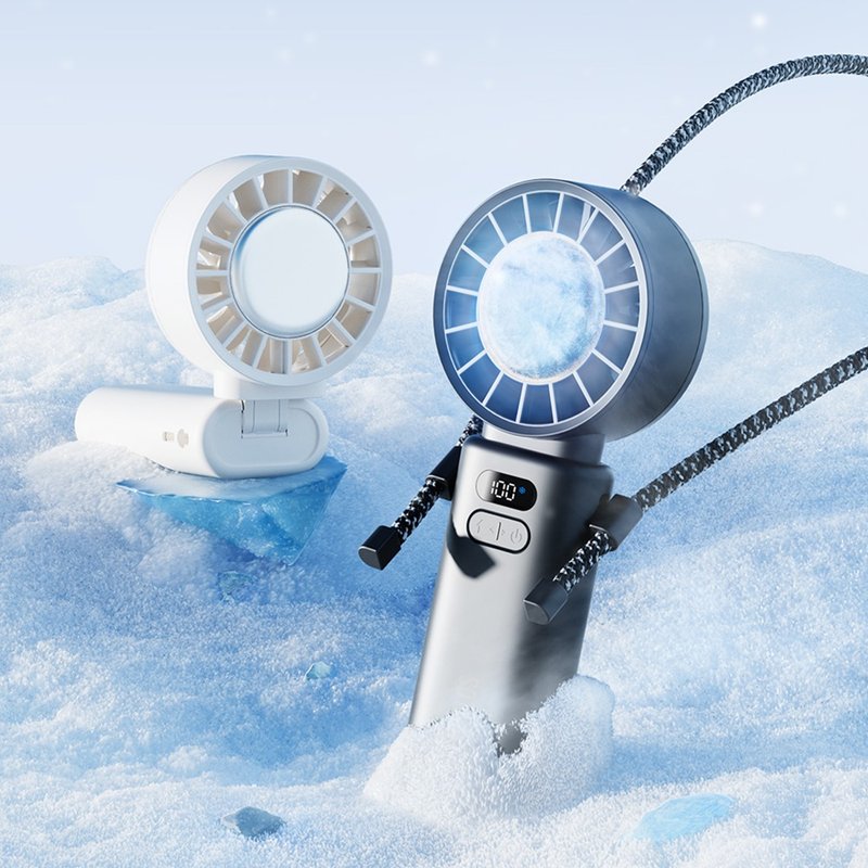 【快速出貨】100檔冰敷折疊高速手持風扇 渦輪Ice 附掛繩 - 電風扇 - 其他材質 