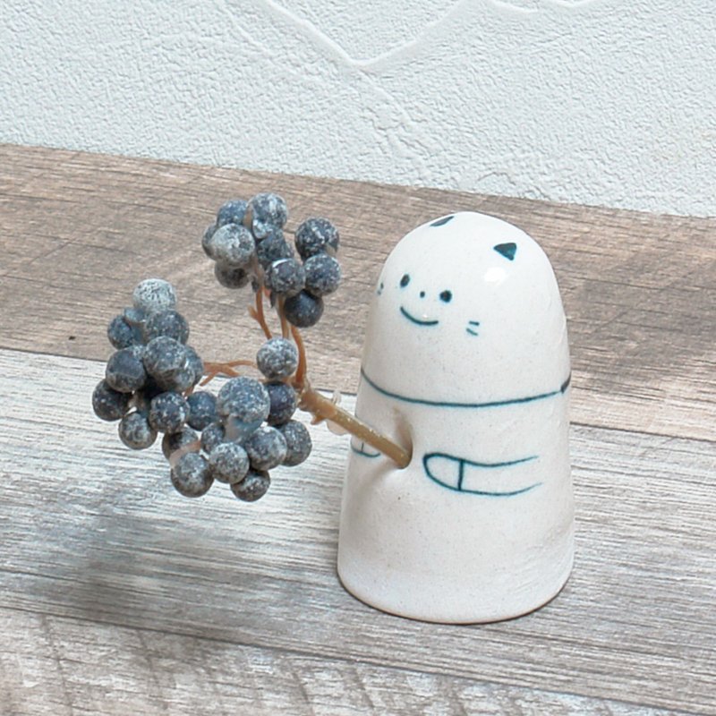 ねこさんのお花たて - 擺飾/家飾品 - 瓷 白色