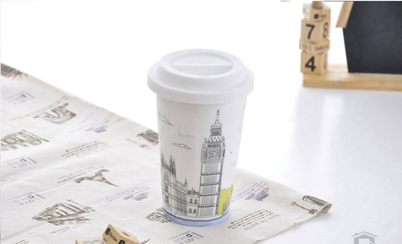 JB Design I'm not a paper cup~ Urban style series double-layer ceramic cup_Big Ben, UK - แก้วมัค/แก้วกาแฟ - เครื่องลายคราม 