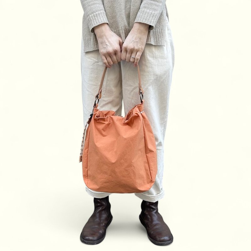 BALON Orange KONBU Water-repellent nylon semi-shoulder bag Made to order - Messenger Bags & Sling Bags - Nylon Orange