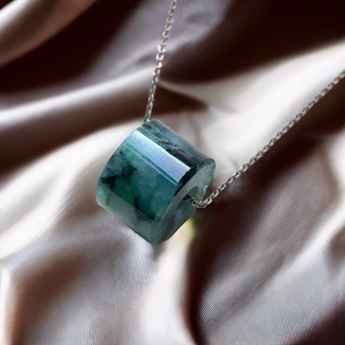 瓔珞珠寶盒 E.L.Jewelry Box 糯飄綠花翡翠路路通項鍊| 天然緬甸玉翡翠A貨|送禮