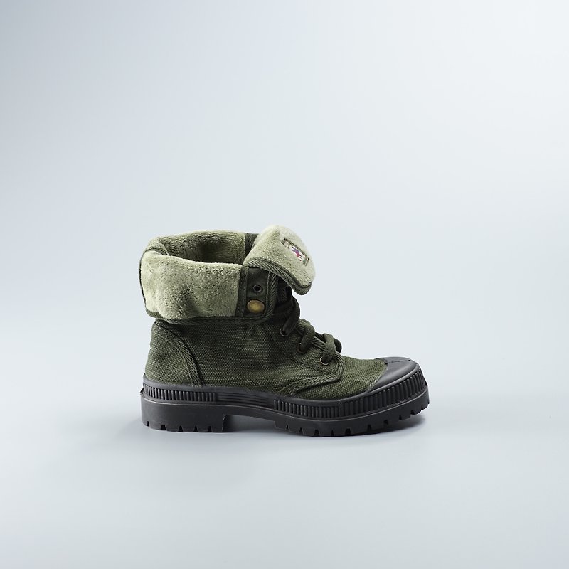 西班牙帆布鞋 冬季刷毛 墨綠色 黑頭 洗舊  860777 童鞋尺寸 - 男/女童鞋 - 棉．麻 綠色
