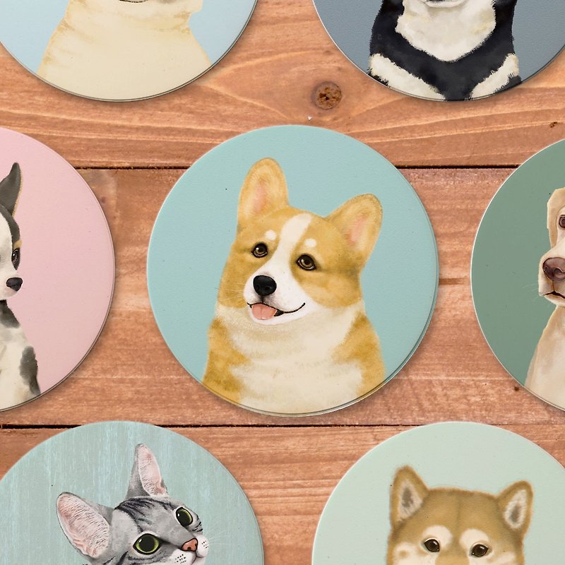 | Pet Friendly City Series | Water-absorbing ceramic coaster/12 models in total - Coasters - Pottery Multicolor