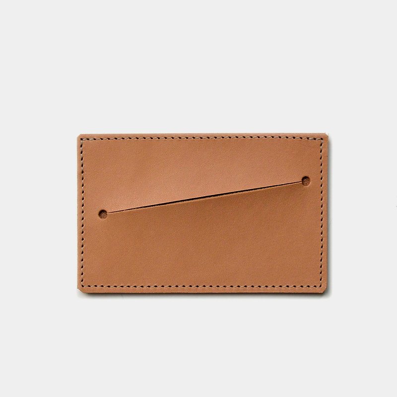 [Survival in the gap] vegetable tanned cowhide business card holder primary color leather card holder lettering gift credit card - Card Holders & Cases - Genuine Leather Brown