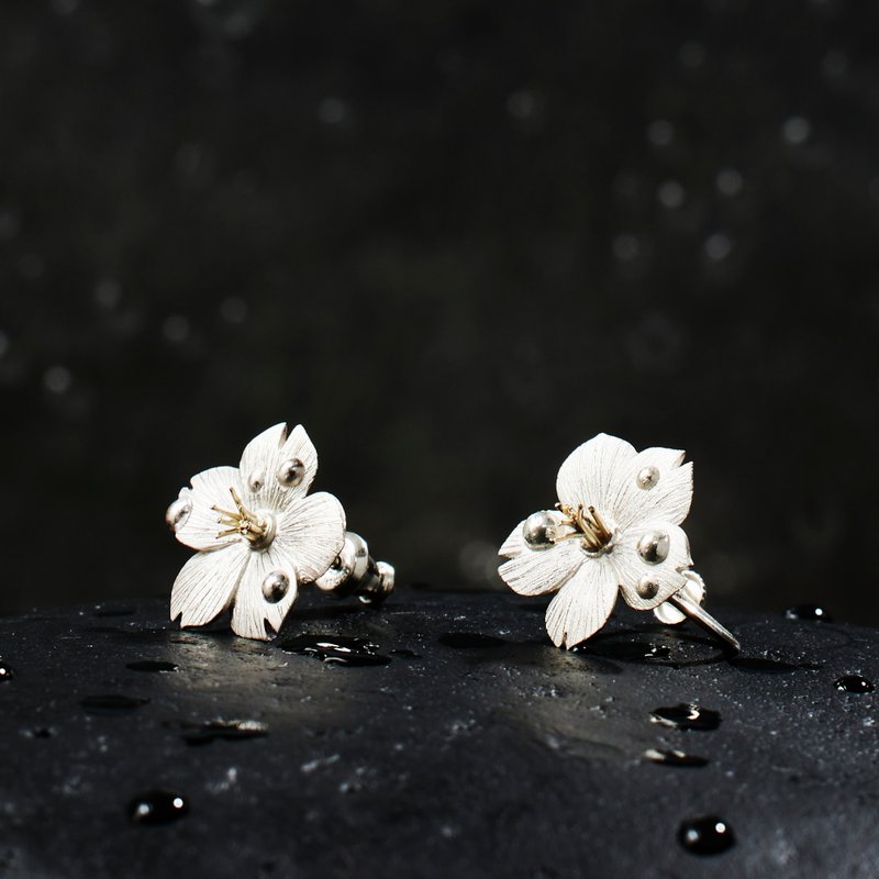 Dropping Cherry Blossom Piercing or Earring - Earrings & Clip-ons - Precious Metals 