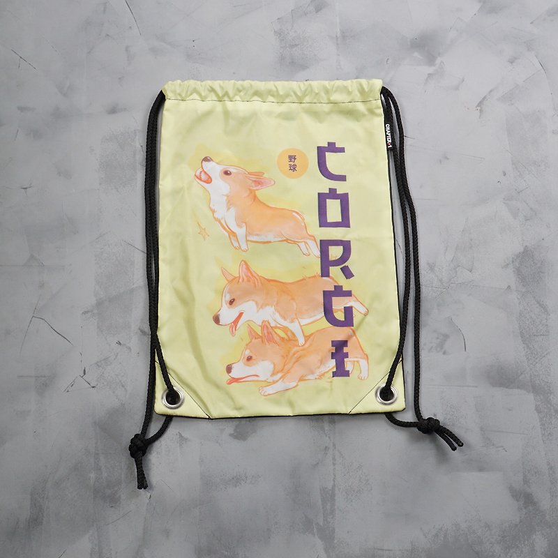 Corgi Jumper drawstring bag Waterproof Sport Day - 背囊/背包 - 塑膠 黑色
