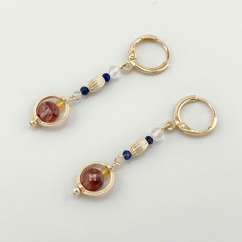 Bellebey Garden | Red Gum Flower Crystal Lapis Lazuli Lemon Crystal White Crystal | Natural Crystal Ear - Earrings & Clip-ons - Crystal Red