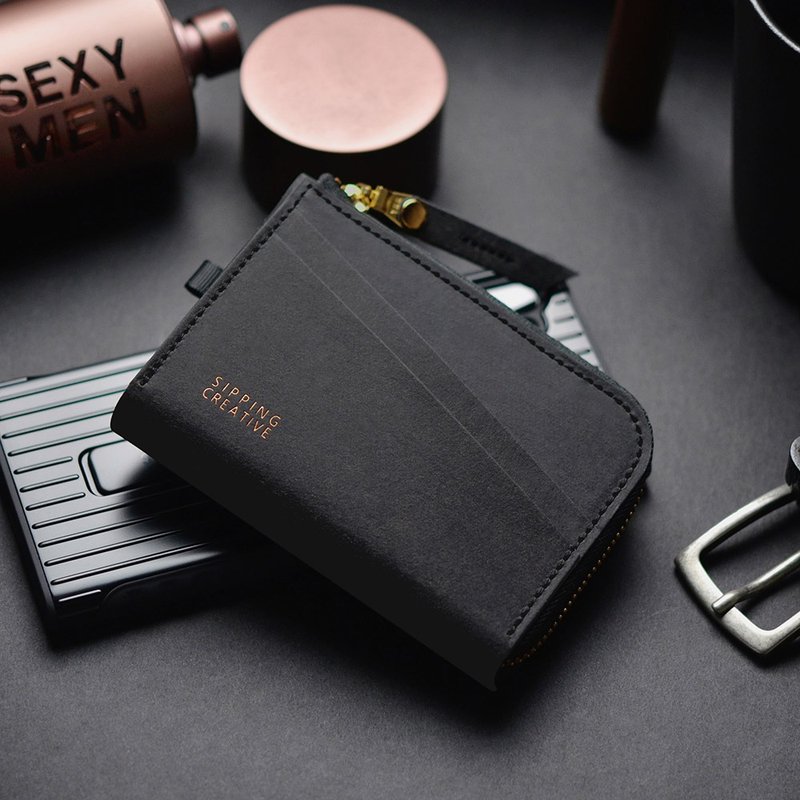 【Top 2 Personalized gift】Coin Purse + Laser Engraving + Gift Package - Coin Purses - Other Materials Black