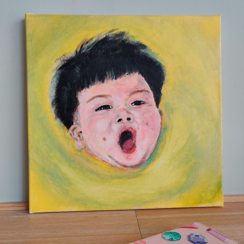 寶寶系列。客制畫。手繪油畫。Custom portrait。 - 似顏繪/人像畫 - 其他材質 