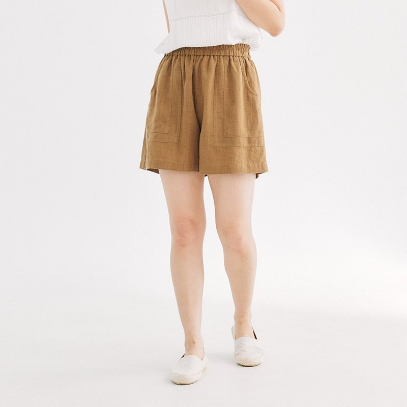 【Simply Yours】テンセルラミーショートパンツ コーヒーF - ショートパンツ レディース - コットン・麻 ブラウン