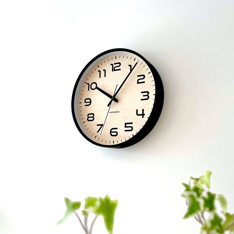 KATOMOKU plywood clock 23 黑色 (km-145BK) 掛鐘 日本製造 - 時鐘/鬧鐘 - 木頭 黑色