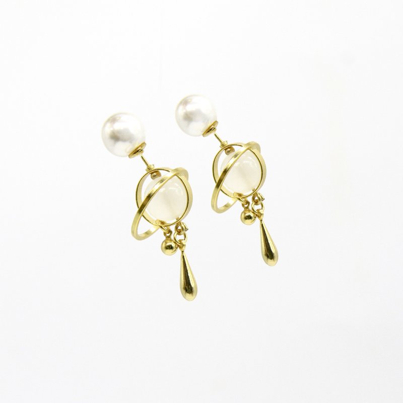 Pearl planet back-on earrings - ต่างหู - ไข่มุก 