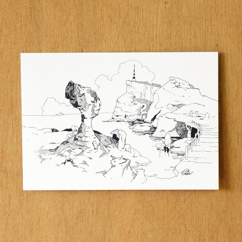 手描きはがきの「ワンカラー」シリーズ「台湾‧野柳女王の頭」 - カード・はがき - 紙 ブラック
