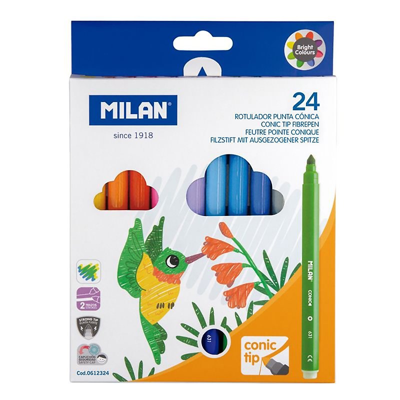 MILAN Children's Washable Color Pen _ Thin Pen 24 Colors - Other Writing Utensils - Plastic Multicolor