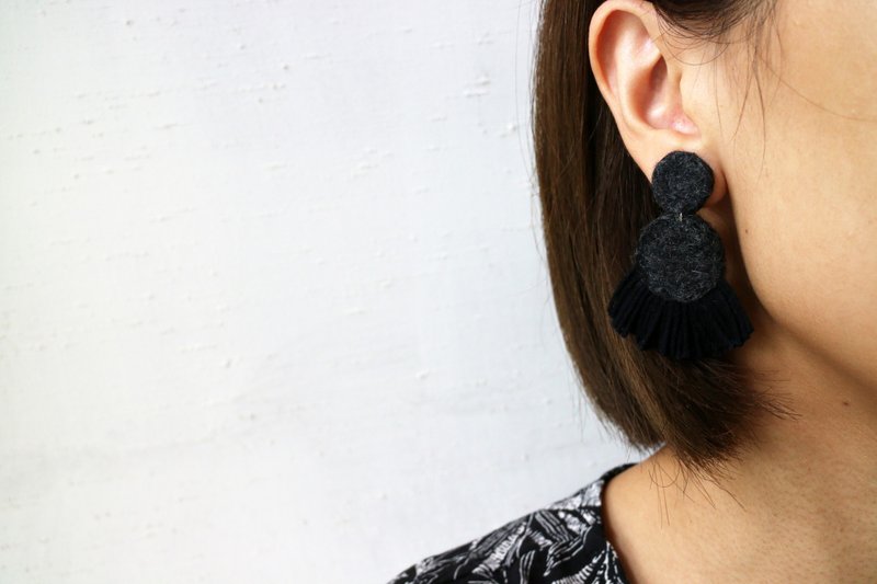 Candy Wafers Earrings - Earrings & Clip-ons - Wool Black