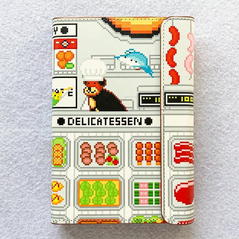 System Notebook Mini 6 Tetsu and the Parakeet Couple Peter and Mari Meat and Deli Shop Dog Pocket Size Pixel Art - Notebooks & Journals - Faux Leather Gray