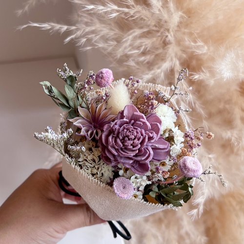 ♡かほの♡ドライフラワーブーケbule&Lightpurple♡ Lots of love】グリーティング BOX ブーケ Blue BOX【ドライ