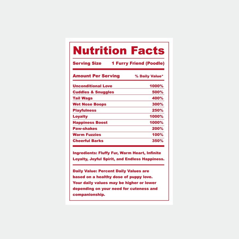 Poodle Nutrition Facts Sticker (2EA) - สติกเกอร์ - กระดาษ 