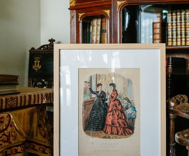 アンティーク絵画1885年フランス版画ラ・レヴュ・ドゥ・ラ