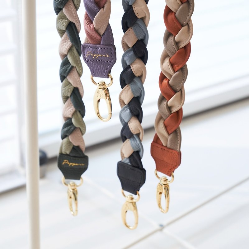 SIGNAL cowhide braided short strap-lilac/midnight blue/spruce green - Other - Genuine Leather Multicolor