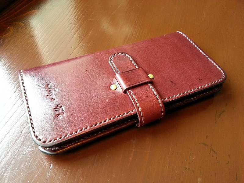 Handmade wallet-style mobile phone bag with card compartment. Size and color can be customized and free to print English letters. - Wallets - Genuine Leather Multicolor