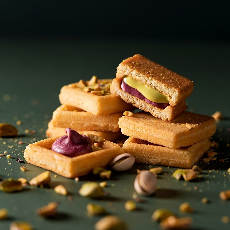 Simple Plum - Pistachio Cranberry Cream Sandwich Cookies 10-pack (a well-known souvenir in Taipei) - Snacks - Fresh Ingredients Red