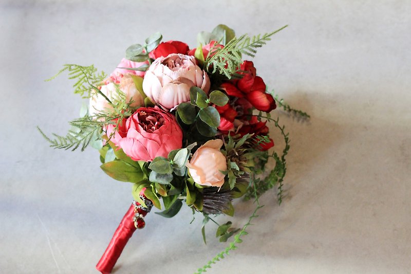 Hand-tied bouquet [simulation flower series] natural style red bouquet - Plants - Other Materials Red