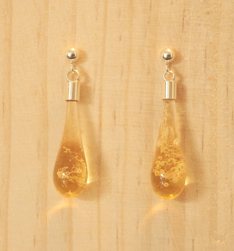 แก้ว ต่างหู สีทอง - teardrop glass earrings