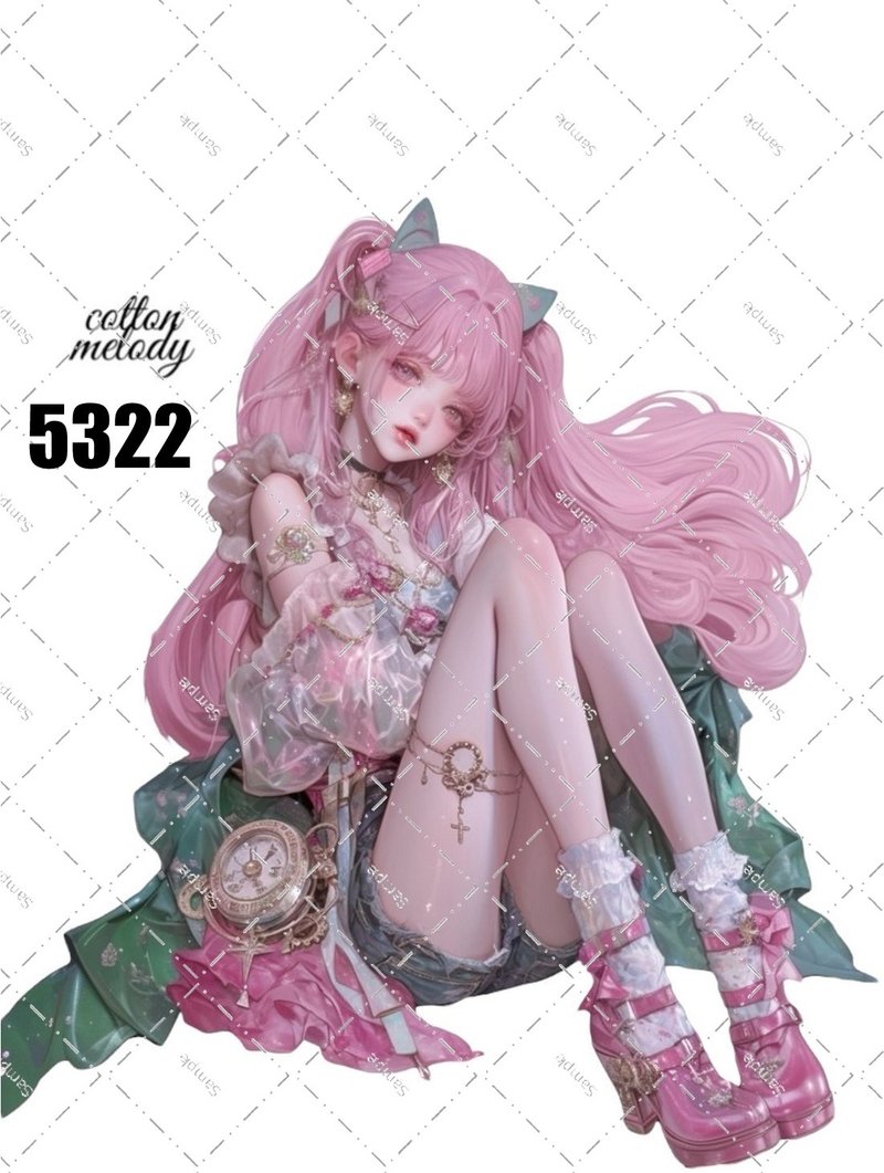 original sticker no.5322 人物ステッカー オリジナルステッカー オリジナル人物ステッカー 装飾ステッカー cotton melody - 貼紙 - 紙 