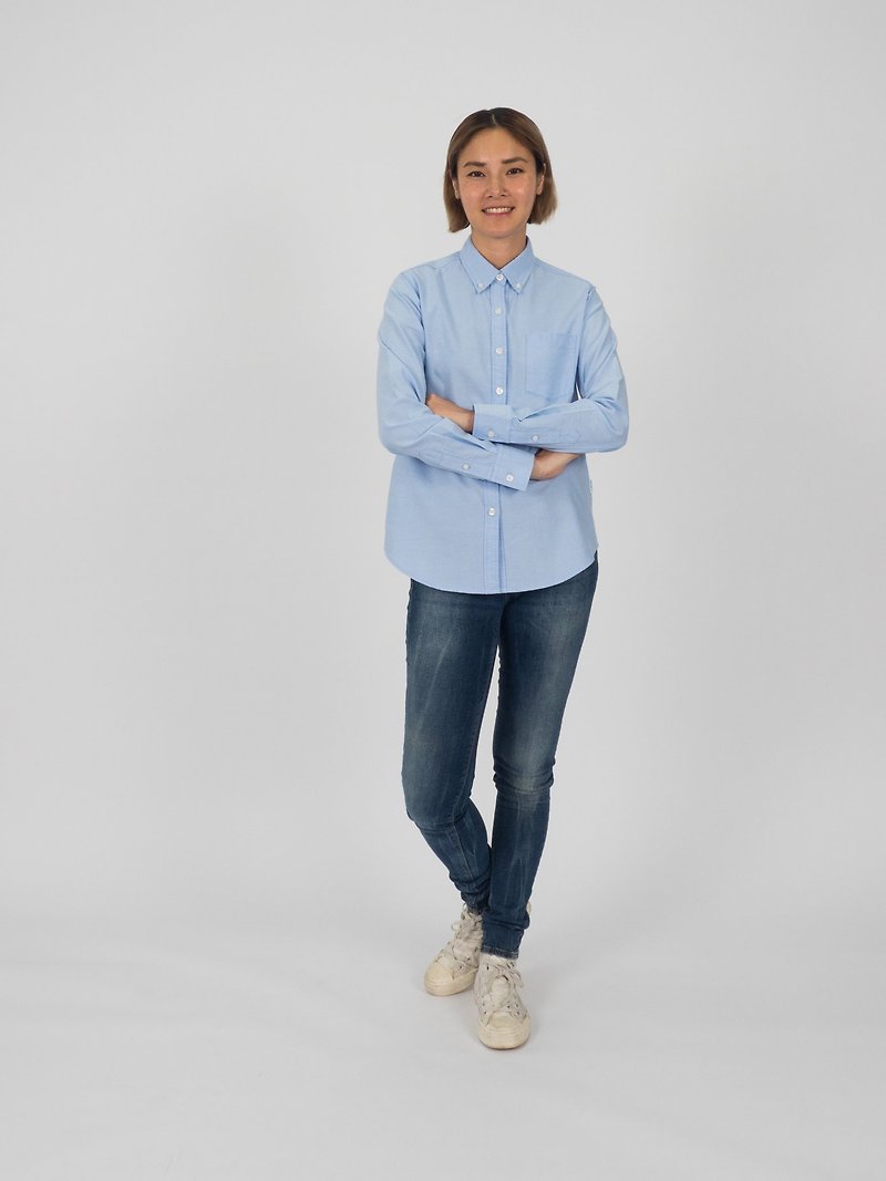 Oxford shirt (Blue, Long Sleeve) (2 Pcs.) 長袖襯衫 - 女襯衫 - 棉．麻 藍色