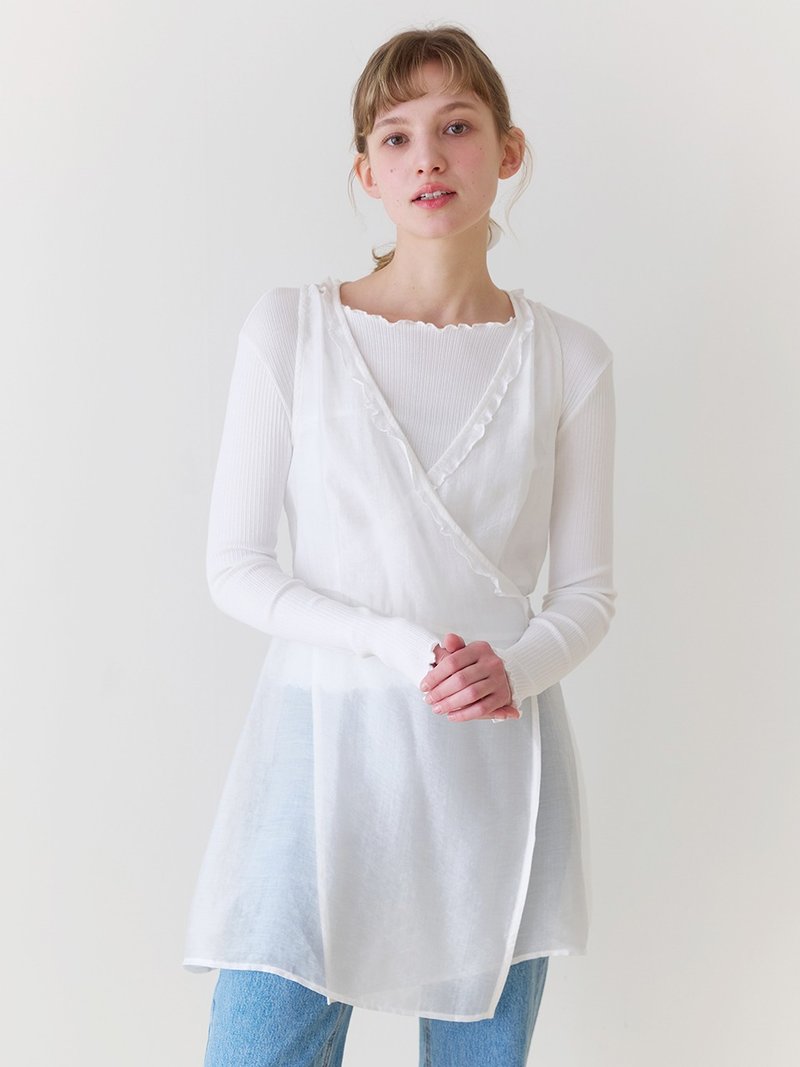 Frill layered dress_White - 洋裝/連身裙 - 尼龍 白色