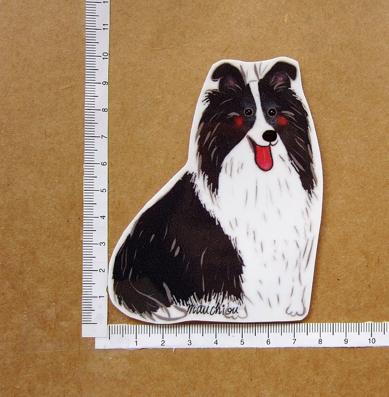 Hand-painted illustration style completely waterproof sticker Border Collie Border Collie - Stickers - Waterproof Material Black