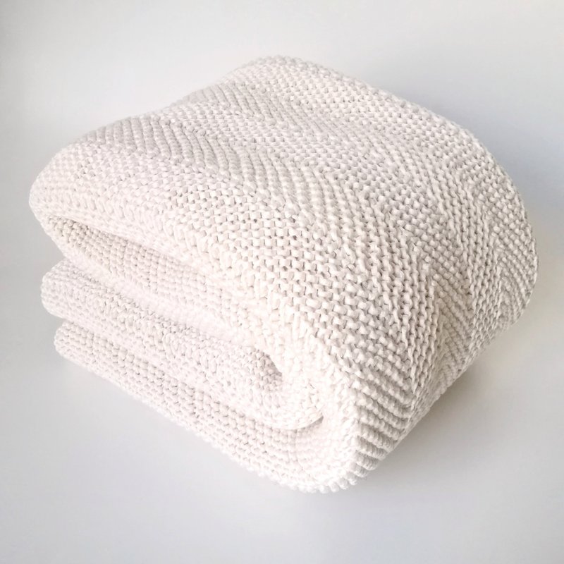 Knit White Cotton Baby Blanket - Perfect for Newborns! Cozy and Hypoallergenic. - Bedding - Cotton & Hemp White