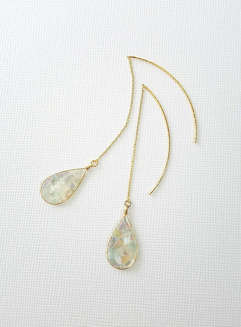 moonlight mosaic drops pierced earrings or clip&screw earrings - Earrings & Clip-ons - Resin Transparent