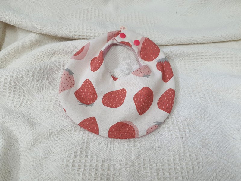 Strawberry small full pocket/baby bib/saliva towel - ผ้ากันเปื้อน - ผ้าฝ้าย/ผ้าลินิน หลากหลายสี