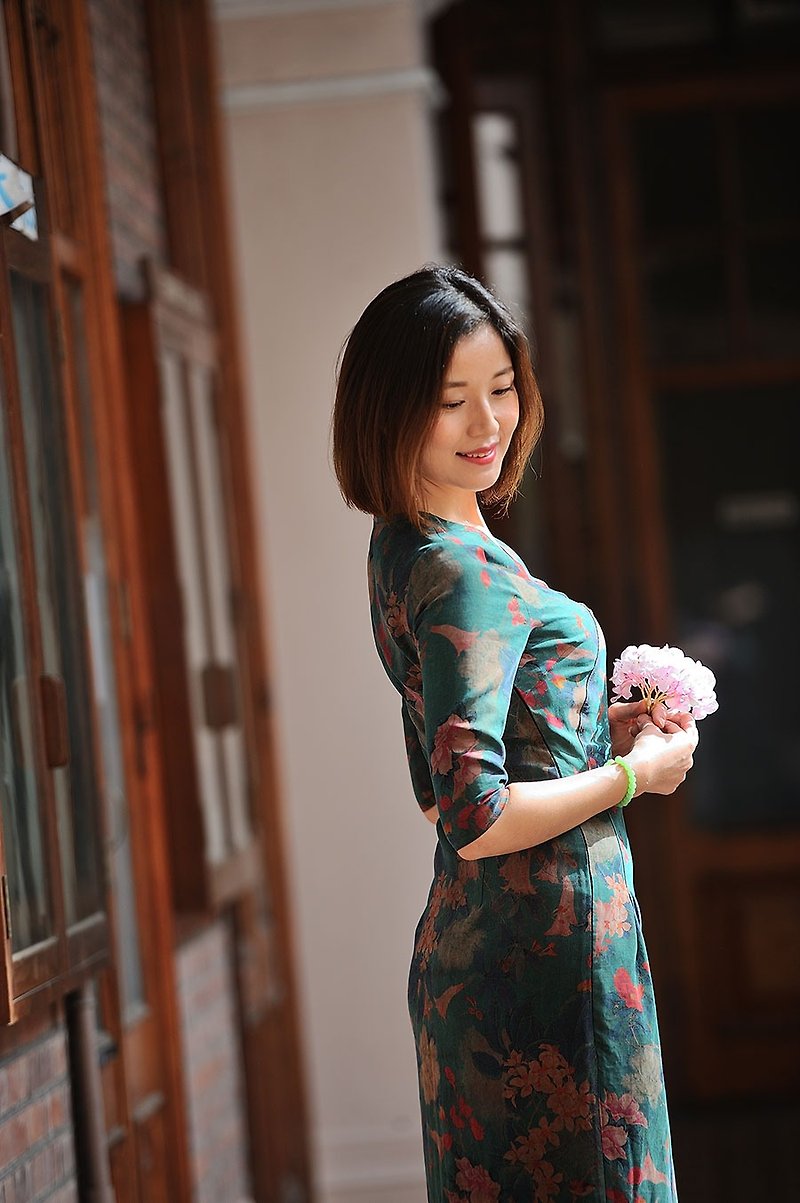 Product. Xiangyun yarn 2018 early spring new Xiangyun yarn dress Youyan - One Piece Dresses - Silk Multicolor